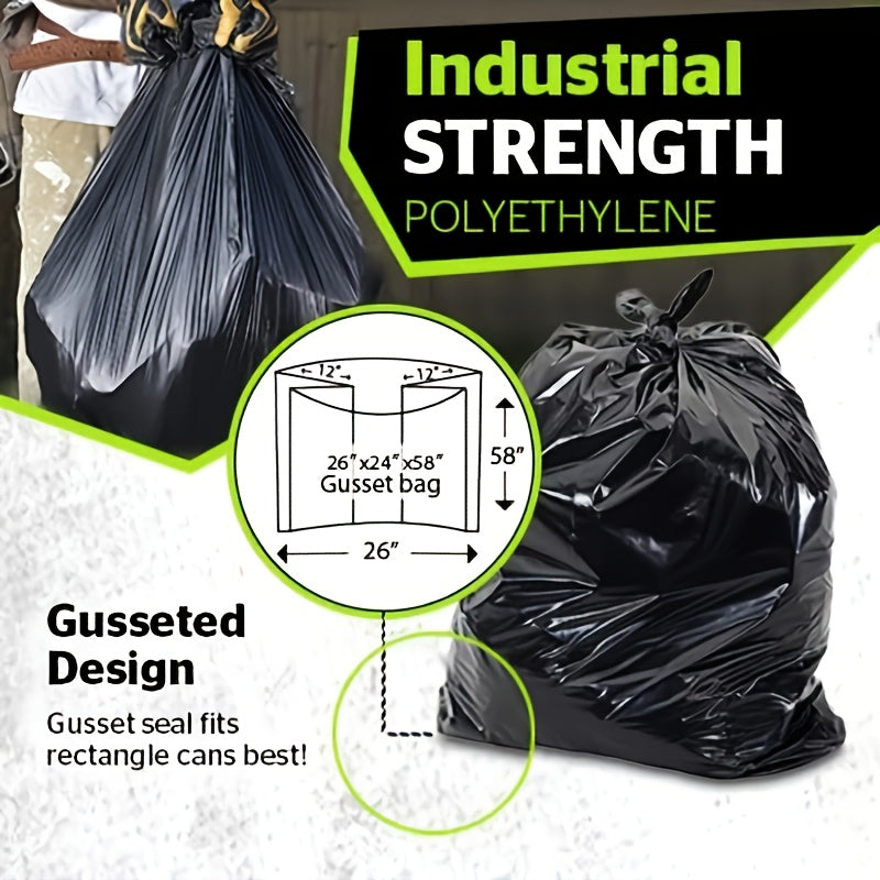 65 Gallon Plus-thickened Heavy Duty Garbage Bag, Tear Resistant, 25pcs(1 Roll)\u002F50pcs(2 Rolls)\u002F100pcs(4 Rolls)\u002F150 Pcs(6 Rolls) Black Lawn & Leaf Bag, Suitable for Yard Garbage Storage, Garbage Disposal, Outdoor Camping Garbage Collection