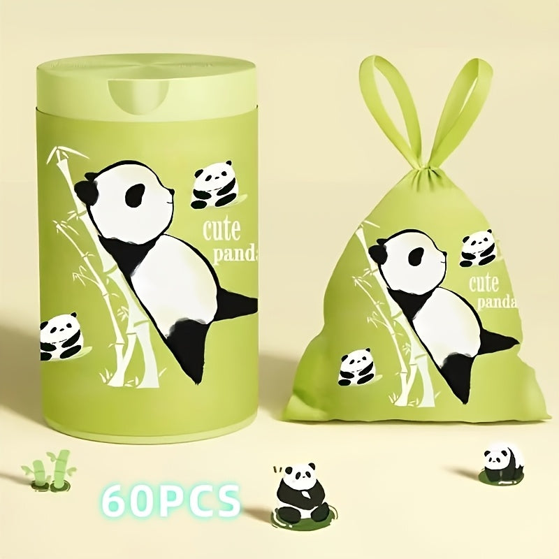 4 Rolls, 60 Household Drawstring Garbage Bags, Disposable Garbage Bags, Self Sealing Garbage Bags, Multi-purpose Garbage Bags - Cute Cartoon Patterns, Suitable for Homes, Offices, Cleaning Supplies, Household Items