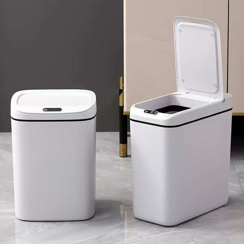 Motion-Activated Smart Trash Bin for Bathrooms, Featuring a Lid And Touchless Operation. Its Minimalist Design Makes It Ideal for Home, Kitchen, Office, Bathroom, And Outdoor Settings, Providing an Effective Solution for Kitchen Waste.