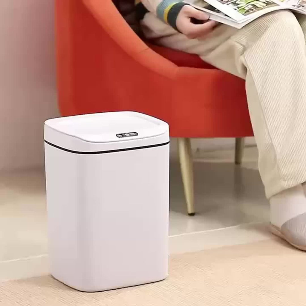 Motion-Activated Smart Trash Bin for Bathrooms, Featuring a Lid And Touchless Operation. Its Minimalist Design Makes It Ideal for Home, Kitchen, Office, Bathroom, And Outdoor Settings, Providing an Effective Solution for Kitchen Waste.