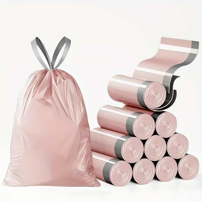 45\u002F75pcs\u002F Pack, Heavy-Duty 4 Gallon Small Drawstring Plastic Trash Bags - Foldable, Leak-Resistant, And Easy-To-Tie Liners for Bathroom, Restroom, Bedroom, Office, And Toilet Garbage Cans - Space-Saving And Convenient