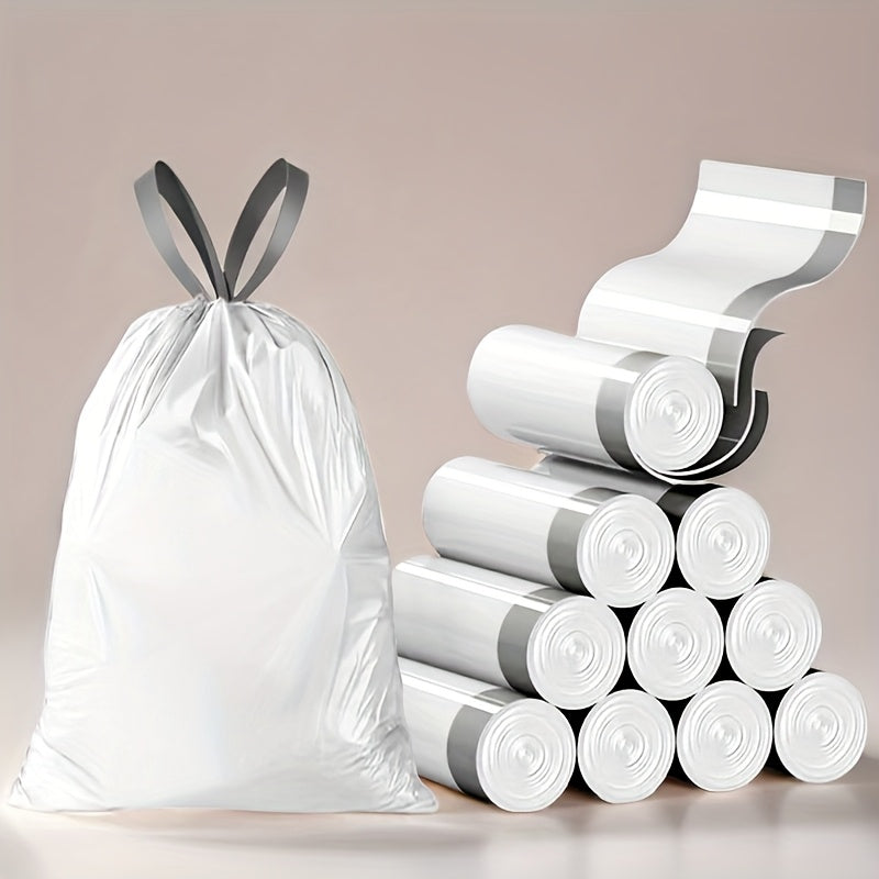 45\u002F75pcs\u002F Pack, Heavy-Duty 4 Gallon Small Drawstring Plastic Trash Bags - Foldable, Leak-Resistant, And Easy-To-Tie Liners for Bathroom, Restroom, Bedroom, Office, And Toilet Garbage Cans - Space-Saving And Convenient
