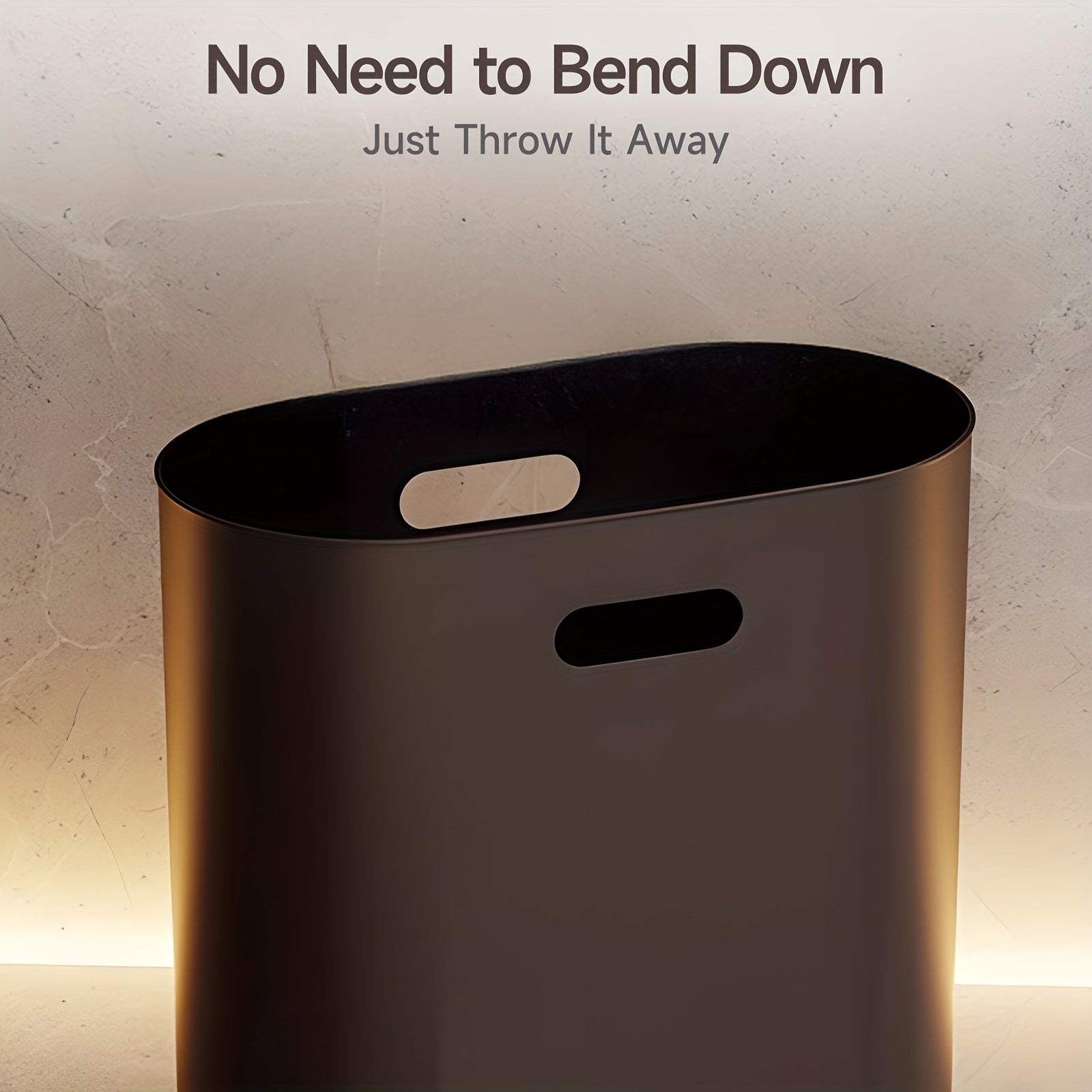 2\u002F1pc Rustproof Trash Can 2\u002F1pc Space-Saving Rustproof Trash Can with Marble & Wood Grain Pattern | Plastic Wastebasket with Built-in Handles, Easy to Clean | Ideal for Bathroom, Laundry, Home Office