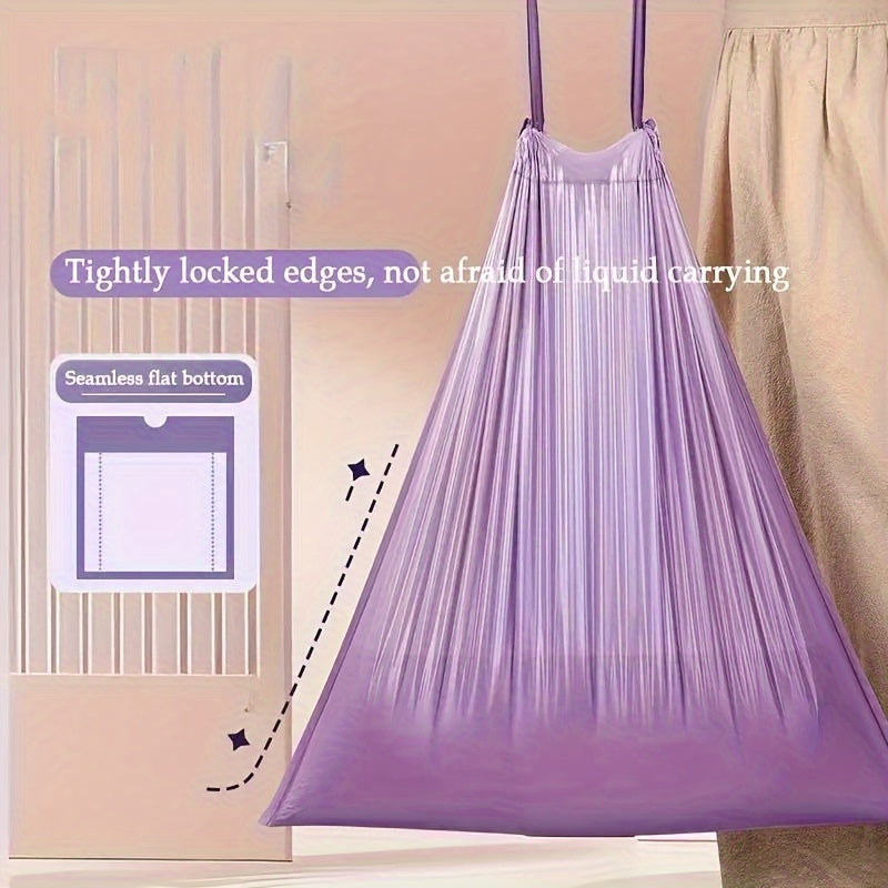 1ROLL 100BAGS Drawstring Purple Garbage Bags, High Quality Plastic Garbage Bag, Colorful Garbage Bag, Suitable Kitchen, Bathroom, Bedroom, Living Room, Home Use- Portable Trash