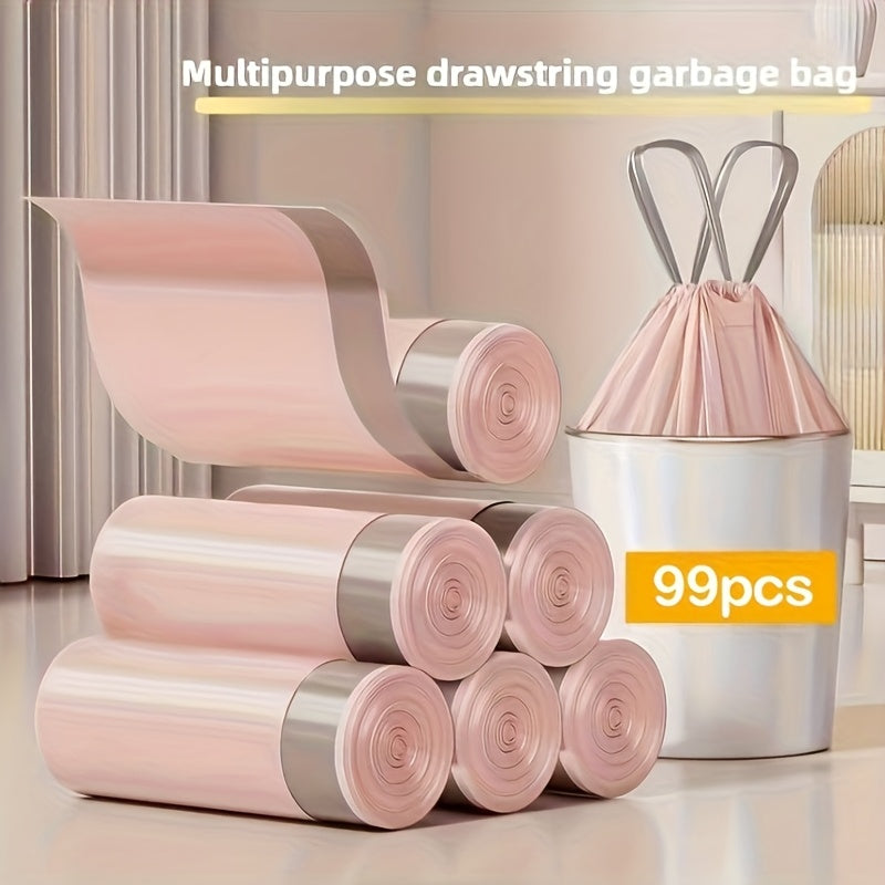 99pcs Extra Thick Drawstring Trash Bags - Versatile, Leak-Proof Plastic Garbage Bags for Kitchen, Bathroom & Living Room Cleaning