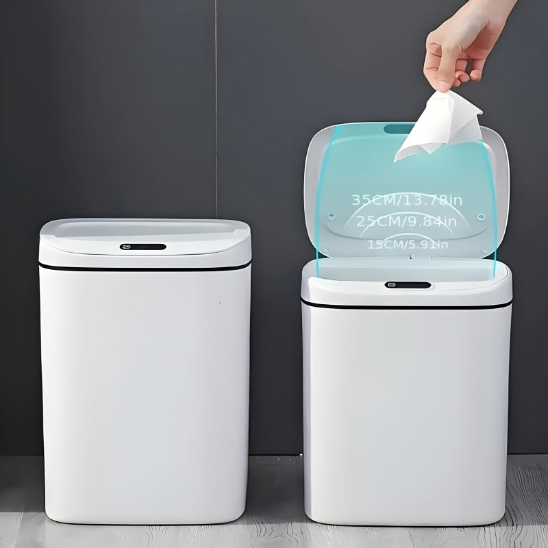 Motion-Activated Smart Trash Bin for Bathrooms, Featuring a Lid And Touchless Operation. Its Minimalist Design Makes It Ideal for Home, Kitchen, Office, Bathroom, And Outdoor Settings, Providing an Effective Solution for Kitchen Waste.