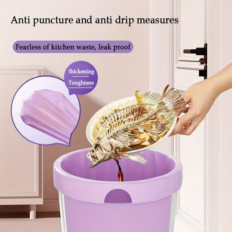 1ROLL 100BAGS Drawstring Purple Garbage Bags, High Quality Plastic Garbage Bag, Colorful Garbage Bag, Suitable Kitchen, Bathroom, Bedroom, Living Room, Home Use- Portable Trash