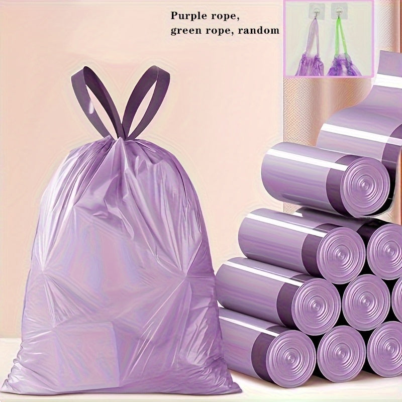 1ROLL 100BAGS Drawstring Purple Garbage Bags, High Quality Plastic Garbage Bag, Colorful Garbage Bag, Suitable Kitchen, Bathroom, Bedroom, Living Room, Home Use- Portable Trash