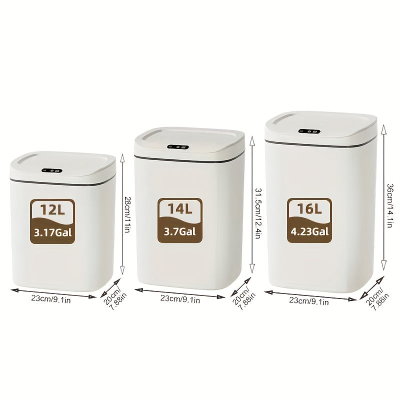 Motion-Activated Smart Trash Bin for Bathrooms, Featuring a Lid And Touchless Operation. Its Minimalist Design Makes It Ideal for Home, Kitchen, Office, Bathroom, And Outdoor Settings, Providing an Effective Solution for Kitchen Waste.