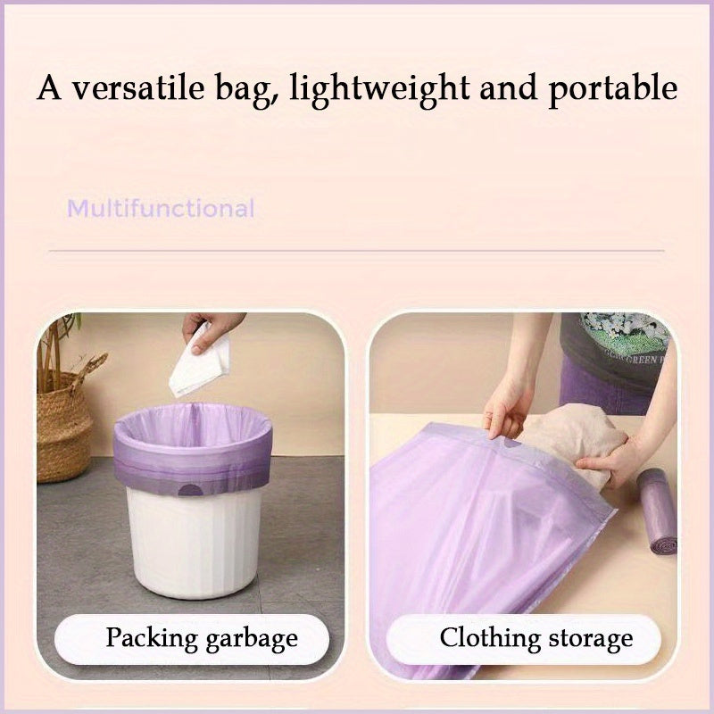 1ROLL 100BAGS Drawstring Purple Garbage Bags, High Quality Plastic Garbage Bag, Colorful Garbage Bag, Suitable Kitchen, Bathroom, Bedroom, Living Room, Home Use- Portable Trash