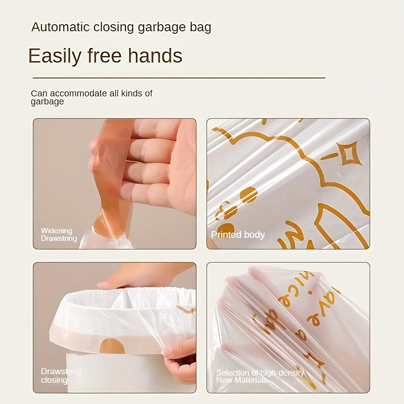 1\u002F2 Rolls, 50\u002F100pcs, 4 Gallon, White Rabbit Drawstring Trash Bags, Thick Large Size, Multi-Purpose High-Density Polyethylene Disposable Bags, Suitable for Kitchen, Bathroom, Bedroom, Living Room And Toilet