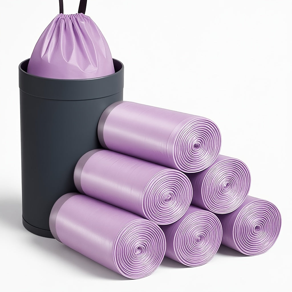 96pcs\u002Fpack, White\u002FPink\u002FRed\u002FPurple, Heavy-Duty 4 Gallon Small Drawstring Plastic Trash Bags - Leak-Resistant, Foldable, Easy-to-Tie Liners for Bathroom, Restroom, Bedroom, Office, And Toilet Garbage Cans - Space-Saving And Convenient