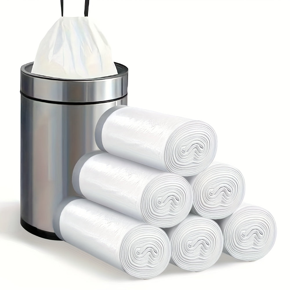 96pcs\u002Fpack, White\u002FPink\u002FRed\u002FPurple, Heavy-Duty 4 Gallon Small Drawstring Plastic Trash Bags - Leak-Resistant, Foldable, Easy-to-Tie Liners for Bathroom, Restroom, Bedroom, Office, And Toilet Garbage Cans - Space-Saving And Convenient