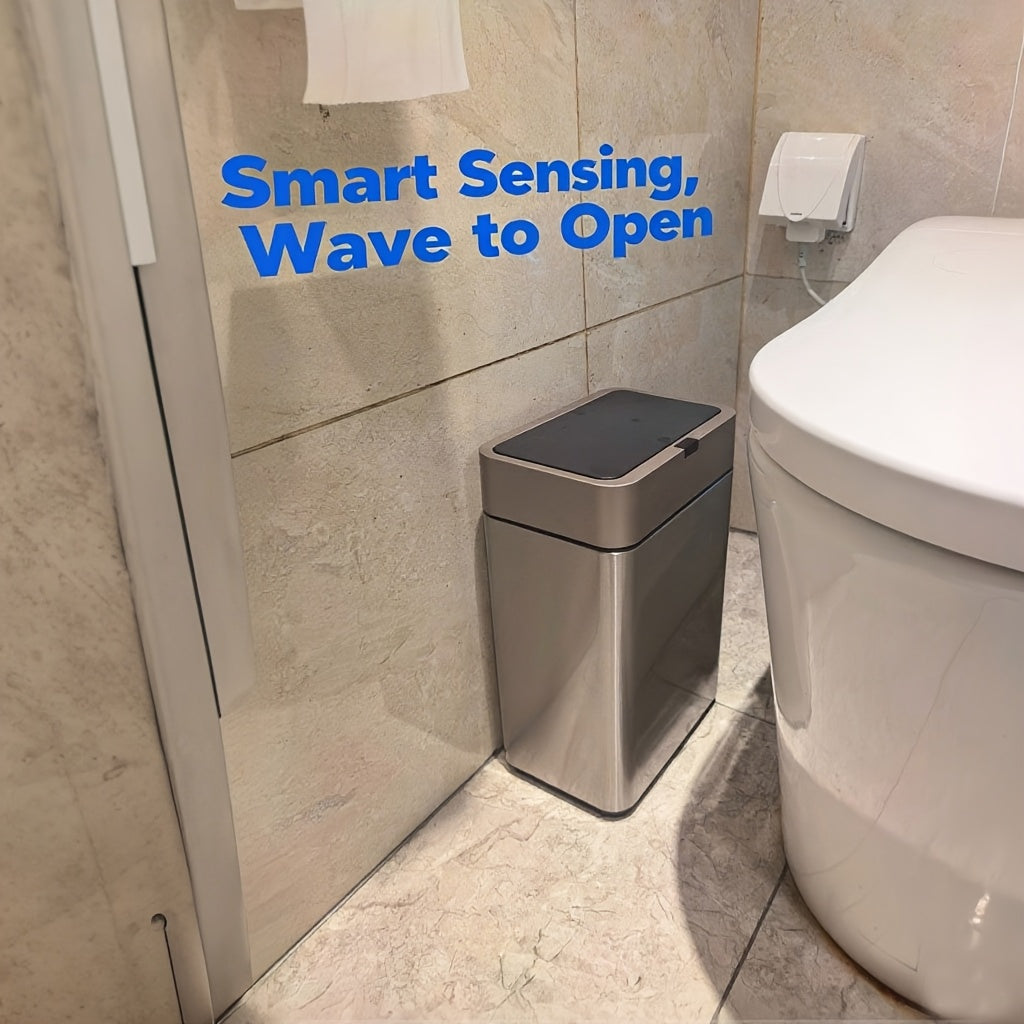 Stainless Steel Intelligent Induction Garbage Can - 9L\u002F30L\u002F40L Household Kitchen Covered Bidirectional Open Lid