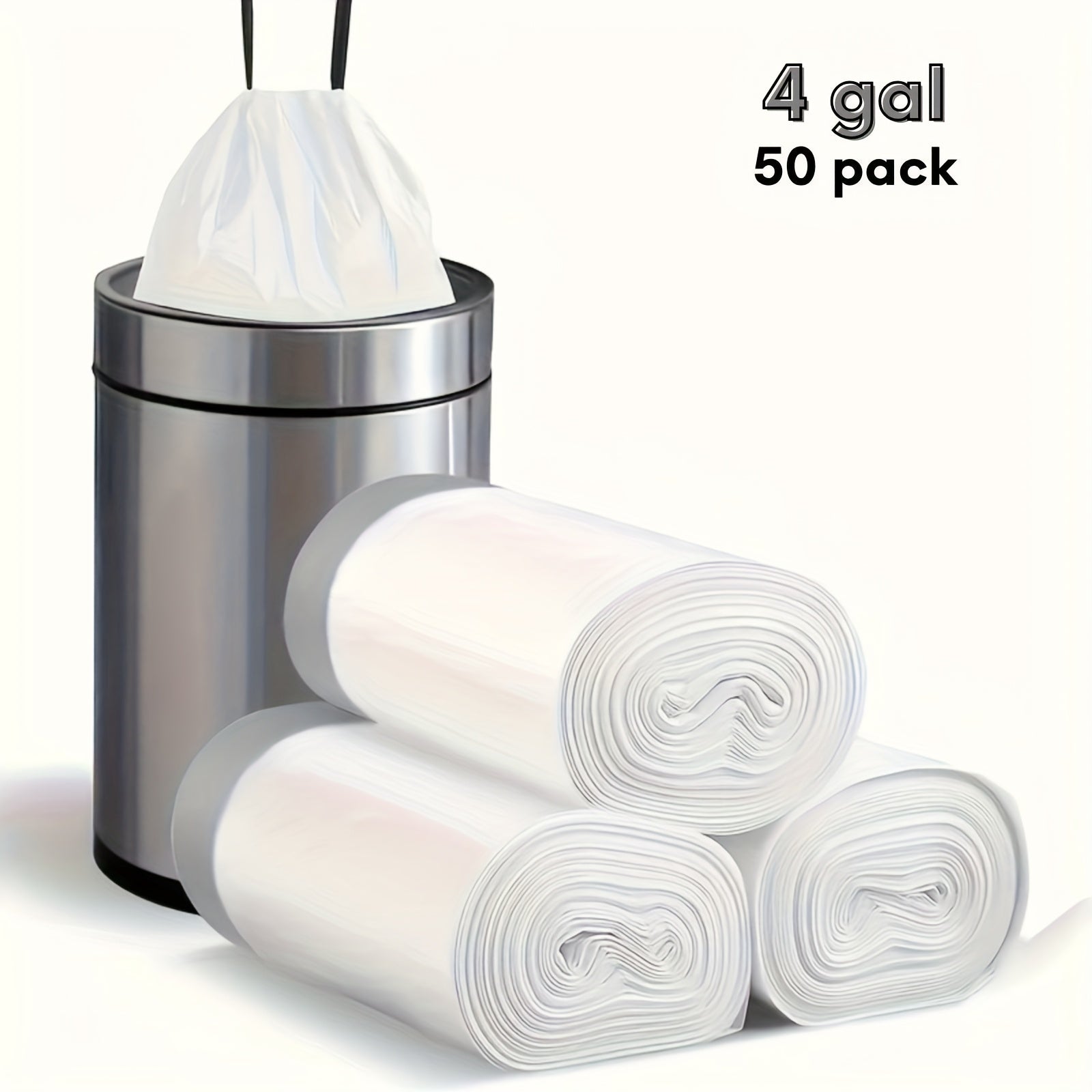 100\u002F 300pcs Heavy-Duty 4\u002F13 Gal Commercial Trash Bags, Leak-Proof Industrial-Grade Drawstring Liners For Restaurants, Offices, High-Traffic Areas & Facility Maintenance - Extra Thick Tear-Resistant Garbage Bags For Hospitality, 4\u002F 12