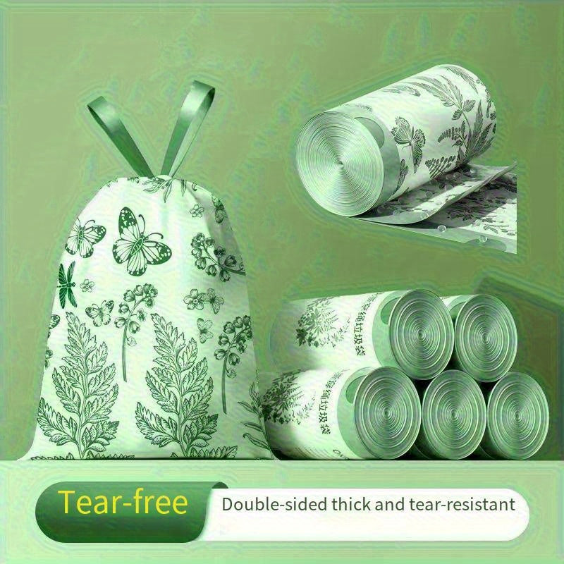 80\u002F90pcs(1roll) 4-gallon Tear Free Drawstring Plastic Garbage Foldable, Leak Proof, Easy to Bundle, Suitable for Bathroom, Toilet, Bedroom, Office, And Toilet Trash Cans Saves Space And Is Easy to Clean Cleaning Supplies And Products