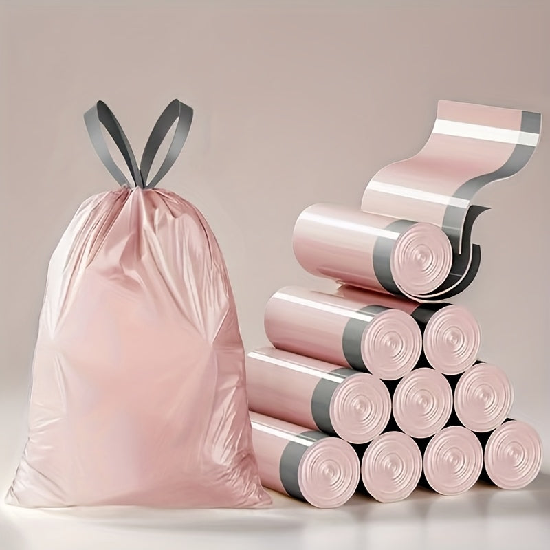 45\u002F75pcs\u002F Pack, Heavy-Duty 4 Gallon Small Drawstring Plastic Trash Bags - Foldable, Leak-Resistant, And Easy-To-Tie Liners for Bathroom, Restroom, Bedroom, Office, And Toilet Garbage Cans - Space-Saving And Convenient