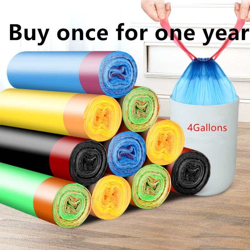 40pcs (2 Rolls) \u002F 100pcs (5 Rolls) \u002F 200pcs (10 Rolls) Drawstring Trash Bags - Suitable for Household, Kitchen, Bedroom Garbage Disposal, Trash Can Liners - 4 Gallon