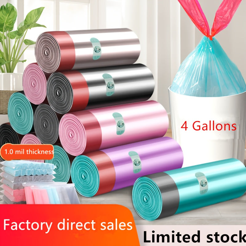 40pcs (2 Rolls) \u002F 100pcs (5 Rolls) \u002F 200pcs (10 Rolls) Drawstring Trash Bags - Suitable for Household, Kitchen, Bedroom Garbage Disposal, Trash Can Liners - 4 Gallon