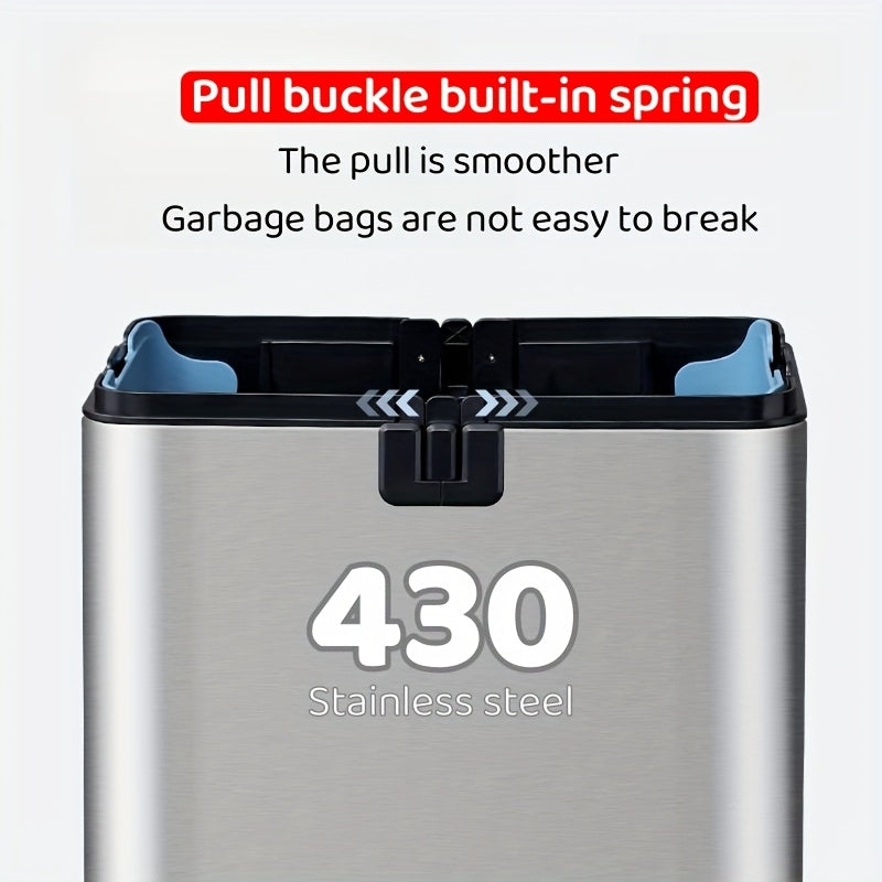 Stainless Steel Intelligent Induction Garbage Can - 9L\u002F30L\u002F40L Household Kitchen Covered Bidirectional Open Lid