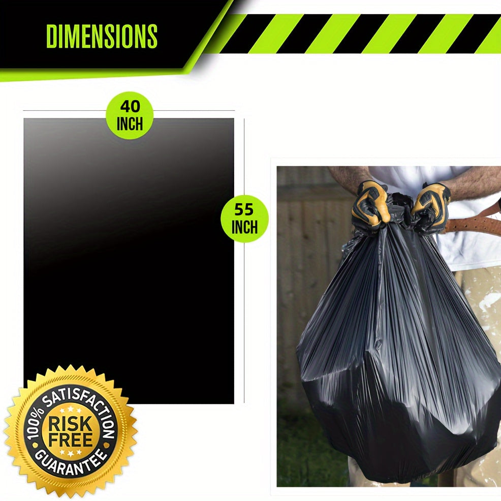 65 Gallon Plus-thickened Heavy Duty Garbage Bag, Tear Resistant, 25pcs(1 Roll)\u002F50pcs(2 Rolls)\u002F100pcs(4 Rolls)\u002F150 Pcs(6 Rolls) Black Lawn & Leaf Bag, Suitable for Yard Garbage Storage, Garbage Disposal, Outdoor Camping Garbage Collection