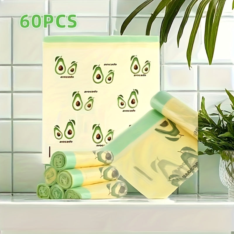 4 Rolls, 60 Household Drawstring Garbage Bags, Disposable Garbage Bags, Self Sealing Garbage Bags, Multi-purpose Garbage Bags - Cute Cartoon Patterns, Suitable for Homes, Offices, Cleaning Supplies, Household Items