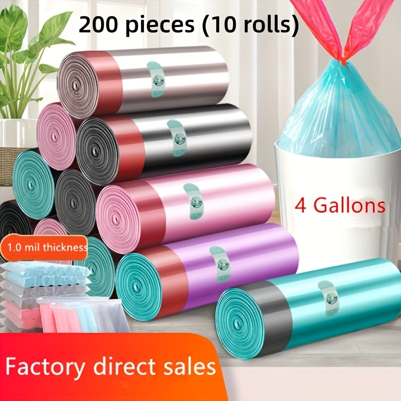 40pcs (2 Rolls) \u002F 100pcs (5 Rolls) \u002F 200pcs (10 Rolls) Drawstring Trash Bags - Suitable for Household, Kitchen, Bedroom Garbage Disposal, Trash Can Liners - 4 Gallon