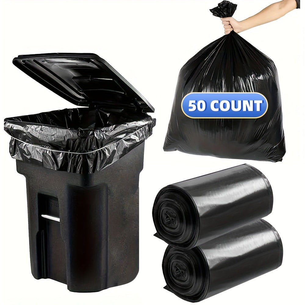 65 Gallon Plus-thickened Heavy Duty Garbage Bag, Tear Resistant, 25pcs(1 Roll)\u002F50pcs(2 Rolls)\u002F100pcs(4 Rolls)\u002F150 Pcs(6 Rolls) Black Lawn & Leaf Bag, Suitable for Yard Garbage Storage, Garbage Disposal, Outdoor Camping Garbage Collection