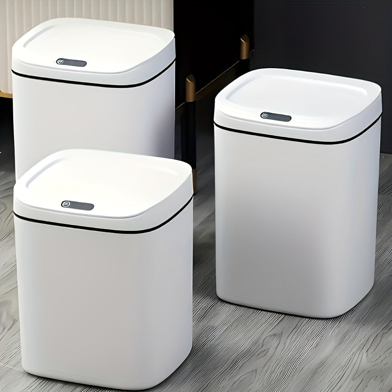 Motion-Activated Smart Trash Bin for Bathrooms, Featuring a Lid And Touchless Operation. Its Minimalist Design Makes It Ideal for Home, Kitchen, Office, Bathroom, And Outdoor Settings, Providing an Effective Solution for Kitchen Waste.
