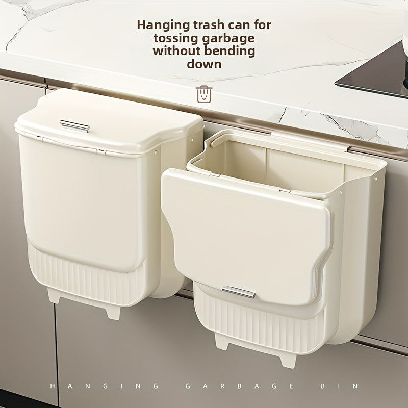 Kitchen Trash Can Collapsible Household Cabinet Door Wall-mounted Trash Basket with Lid Toilet Toilet Storage Trash Basket