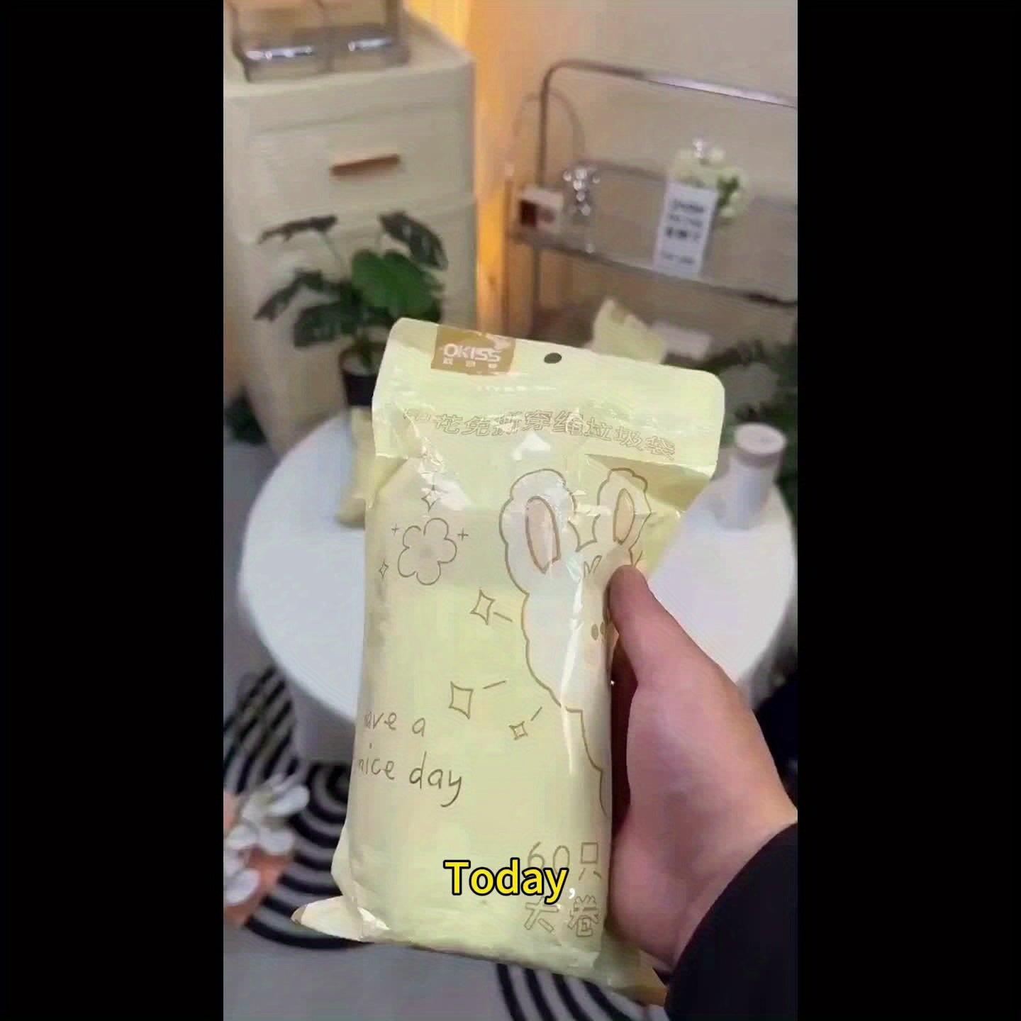 1\u002F2 Rolls, 50\u002F100pcs, 4 Gallon, White Rabbit Drawstring Trash Bags, Thick Large Size, Multi-Purpose High-Density Polyethylene Disposable Bags, Suitable for Kitchen, Bathroom, Bedroom, Living Room And Toilet