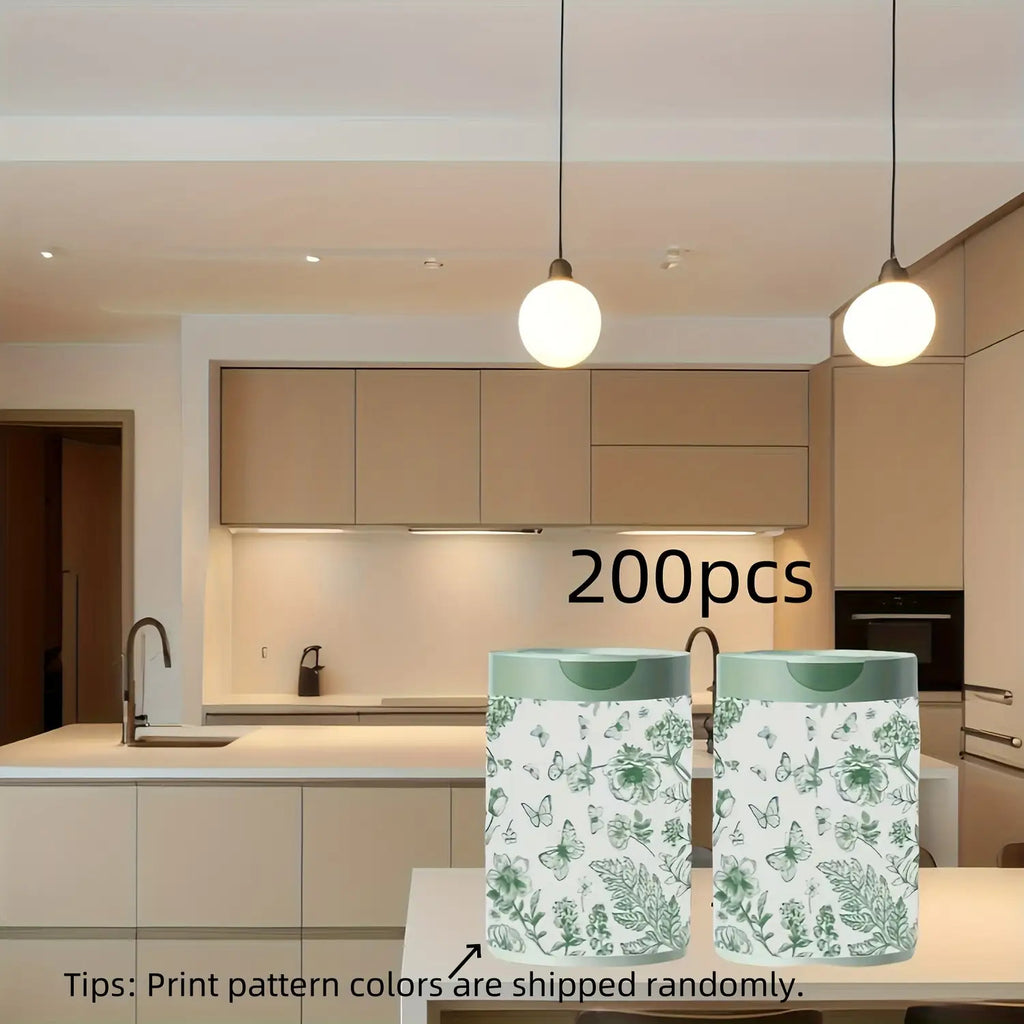 100pcs\u002F200pcs Thickened Automatic Tied Waste Bags- Odor-Proof, No-Tear Design, Durable PET Material Kitchen& Home Use, Multi-Purpose Trash Bags, Kitchen Waste Bags, Easycarry Handle, Sturdy Construction
