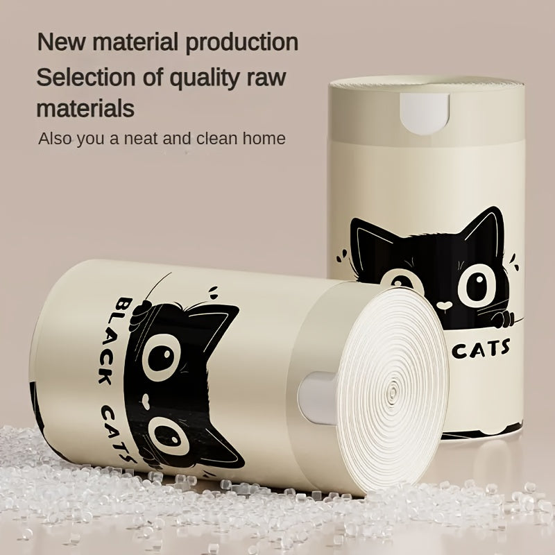 3\u002F6 Rolls, 50\u002F90pcs, 4 Gallon, Cute Black Cat Drawstring Trash Bags, Thickened Large Size, Multi-Purpose High-Density Polyethylene Disposable Bags, Suitable for Kitchen, Bathroom, Bedroom, Living Room And Toilet