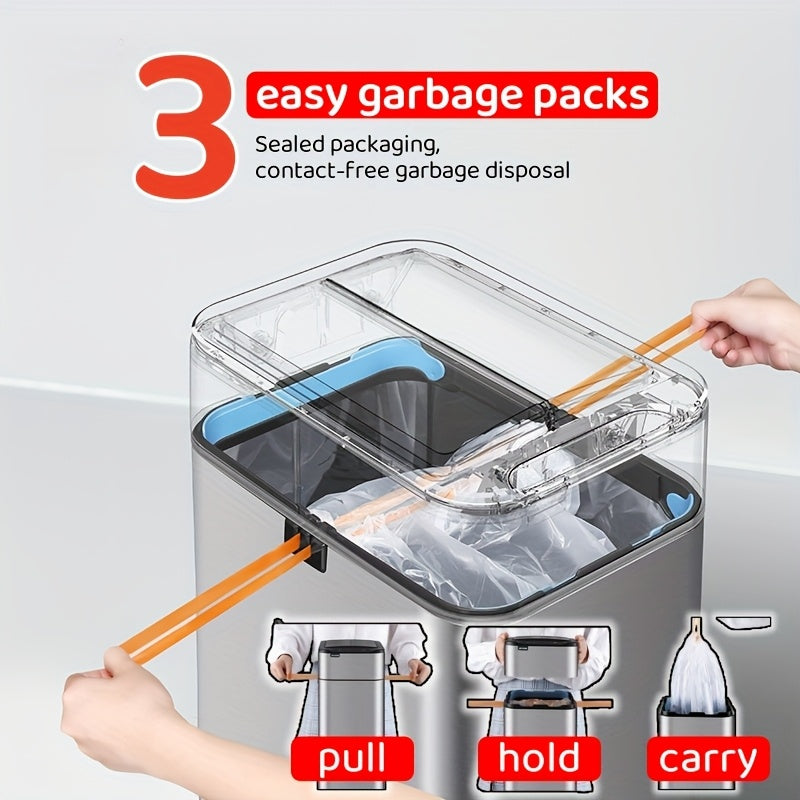 Stainless Steel Intelligent Induction Garbage Can - 9L\u002F30L\u002F40L Household Kitchen Covered Bidirectional Open Lid